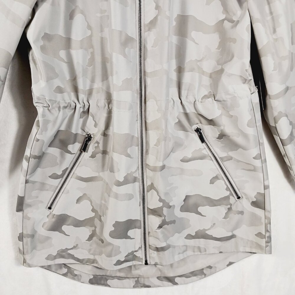 Chico's NWT Rain/Weather Jacket, Beige/Gray/Multi Camo, Size 1 U.S. 8/10 - Picture 7 of 16
